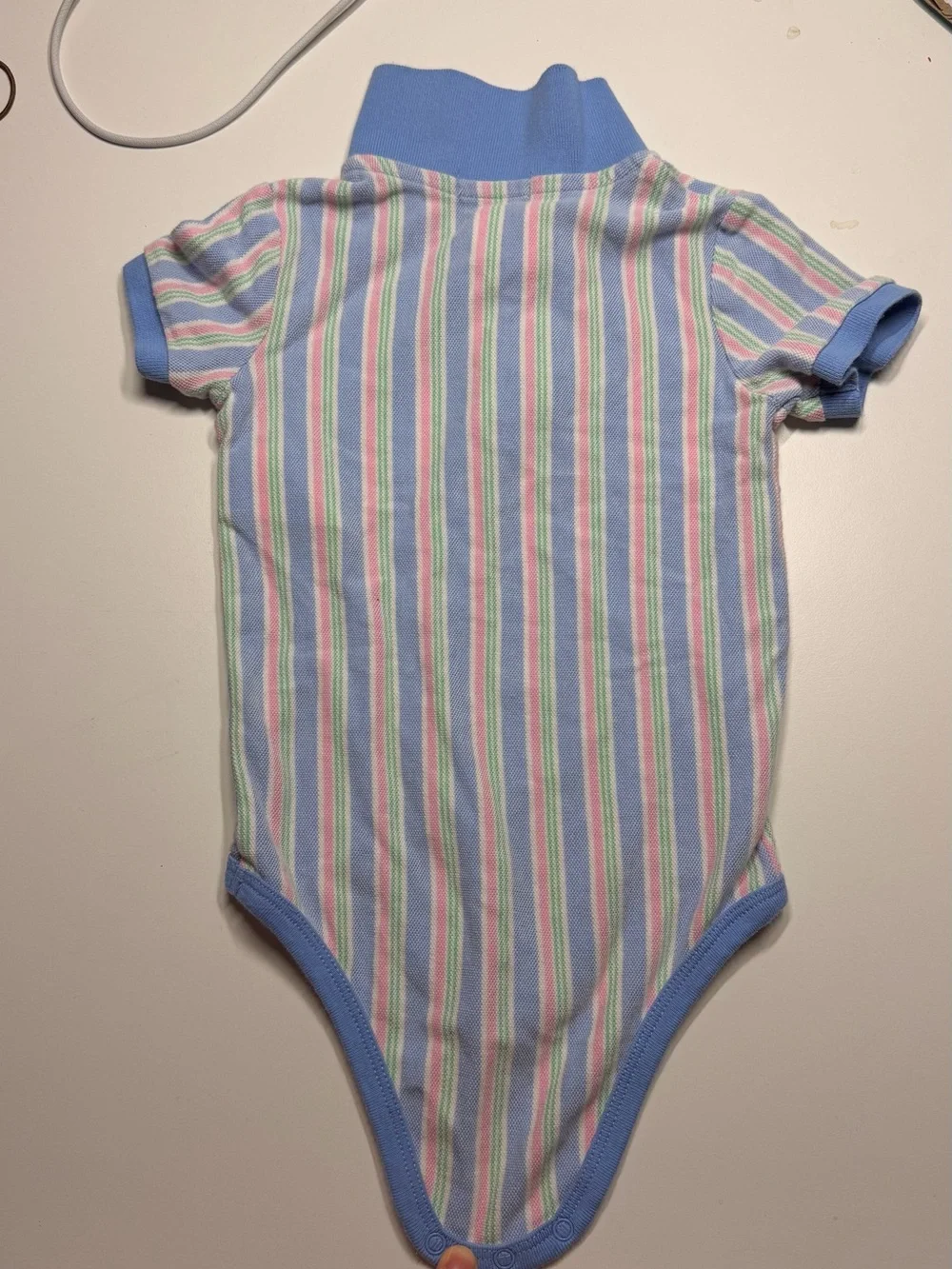 Ralph Lauren Pastel Striped Polo Baby Bodysuit